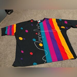 Vintage Colorful  Shirt with Stripes and Dots